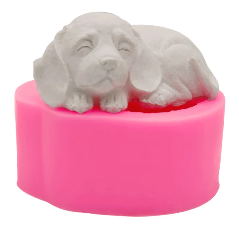Sleepy Puppy Crystal Epoxy Mould Sleeping Shar Pei Dog Mousse Cake Aromatherapy Gypsum Clay Mold 19-178