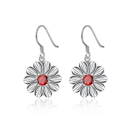 925 Sterling Silver 43MM Fine Round Zircon Earrings For Women Fashion Charm Wedding Gift Jewelry Party