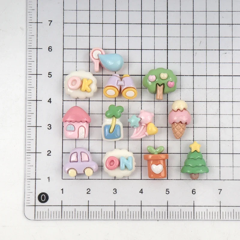 30Pcs/300pcs Mini Resin Cartoon Spring Tourism Series Flat Back Scrapbooking DIY Craft Decoration Hair Clip Material Accessories