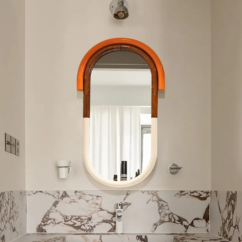 Oval bathroom wall mounted washbasin creative bathroom mirror wall mounted household use