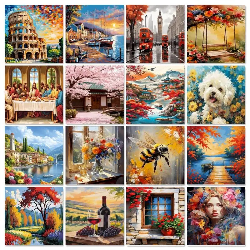 CHENISTORY Painting By Number House Scenery Garden Pictures By Number Drawing On Canvas HandPainted Art Adults Crafts DIY Kit