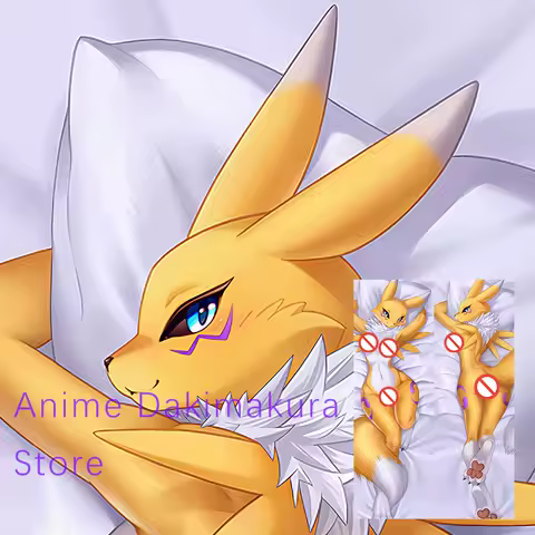 Digimon Renamon Furry Dakimakura Anime Double sided Print Life Size Body Pillow Case Cover Pillowcase