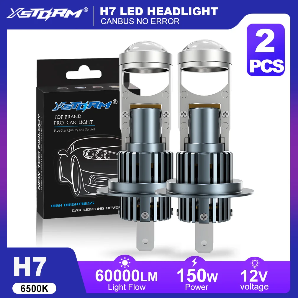 

XSTORM H4 LED Projector Lens Headlight 9005 9006 H11 H8 H7 LED Headlight Canbus 60000LM 150W High Low Beam for Car 6500k 12V