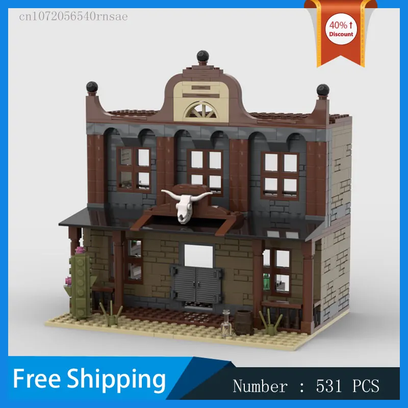 

Конструктор Western Saloon MOC, модульная модель, архитектурный дом, серия Street View, игрушка, подарок на день рождения, рождественский подарок