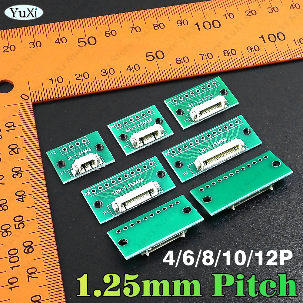 1-10pcs 1.25 To Dip 2.54 Circuit Board 1.25mm Spacing Horizontal Paste Terminal Socket Test Board 4P 6P 8P 10P 12P Adapter Boar