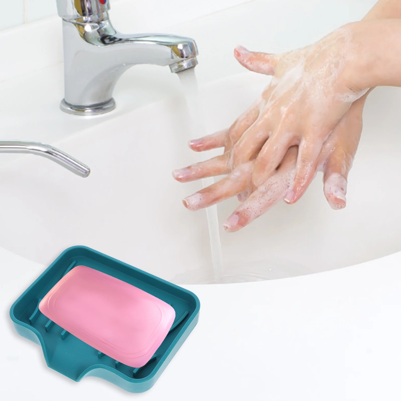 

3Pcs Silicone Soap Storage Rack Drain Mat Holder Self Draining Bathroom Kitchen Countertop Soap Tray Bathroom Supply