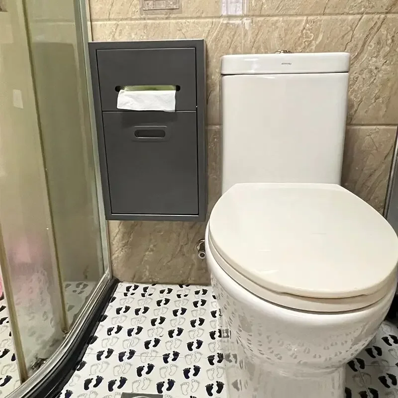 Stainless steel wall-mounted storage cabinet rack next to toilet toilet tissue rack