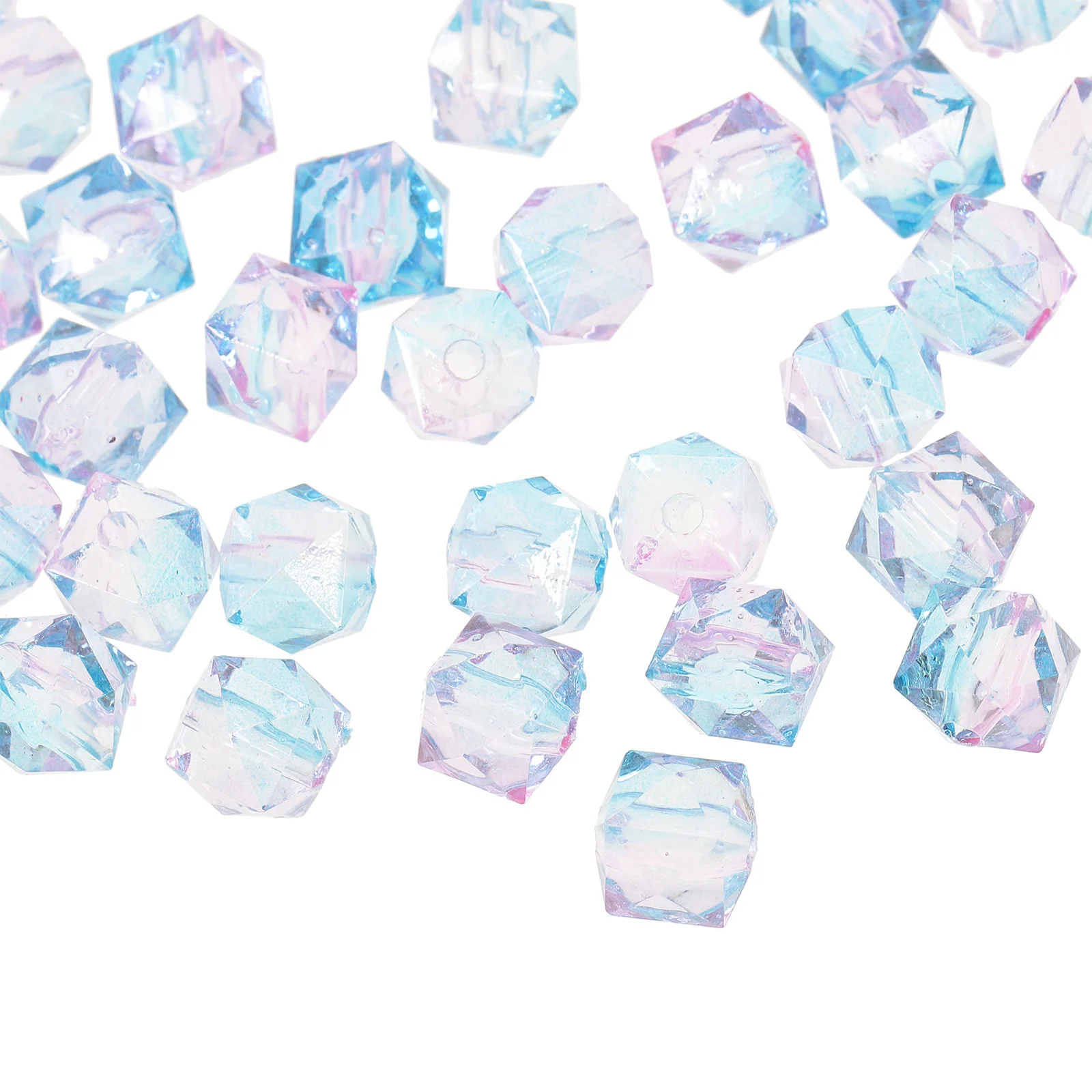 200Pcs Two-Tone Spray Paint Acrylic DIY Beads Geometric Shape Hole Design for Jewelry Making Necklace Bracelet Hair Accessories