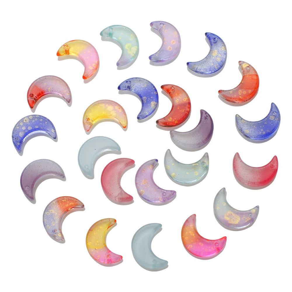 50Pcs 12X16MM Charme Kristall Glas Perlen Halbmond Form Lampwork Perlen Farbverlauf Für DIY Handgemachten Schmuck zubehör