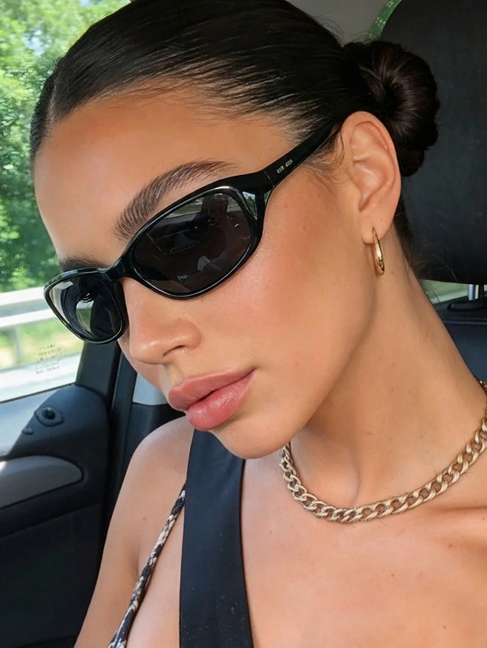 1 Pair of Fashionable Y2K Black Sunglasses, Suitable for the Beach and Travel, Retro Square-Frame Sports Glasses, Perfect for Various Outfits and Back-To-School Season Looks