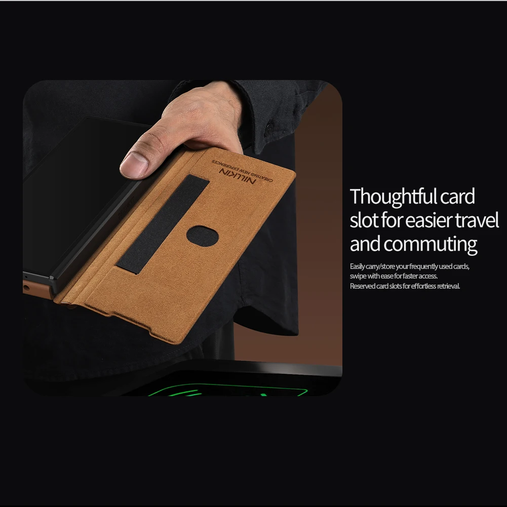 สําหรับ Samsung Galaxy Z พับ 7 5G กรณี NILLKIN Qin Pro ฝาครอบหนังพร้อม S ปากกาการ์ดสําหรับ Samsung Z พับ 7 กรณี