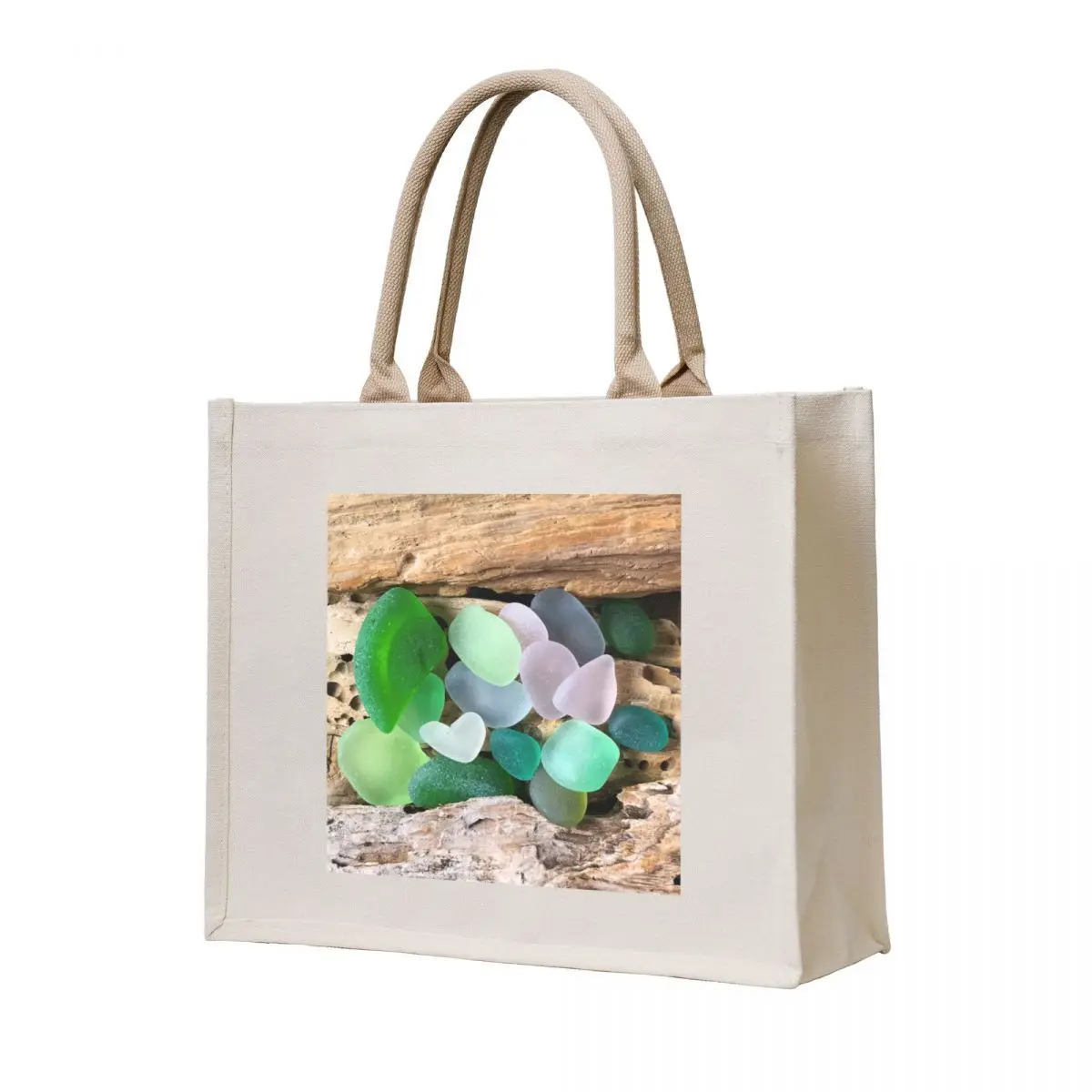 

Seaglass and Driftwood with Heart Shaped Sea Glass Tote Bag free delivery bags Women's shopper bag Women's shopper