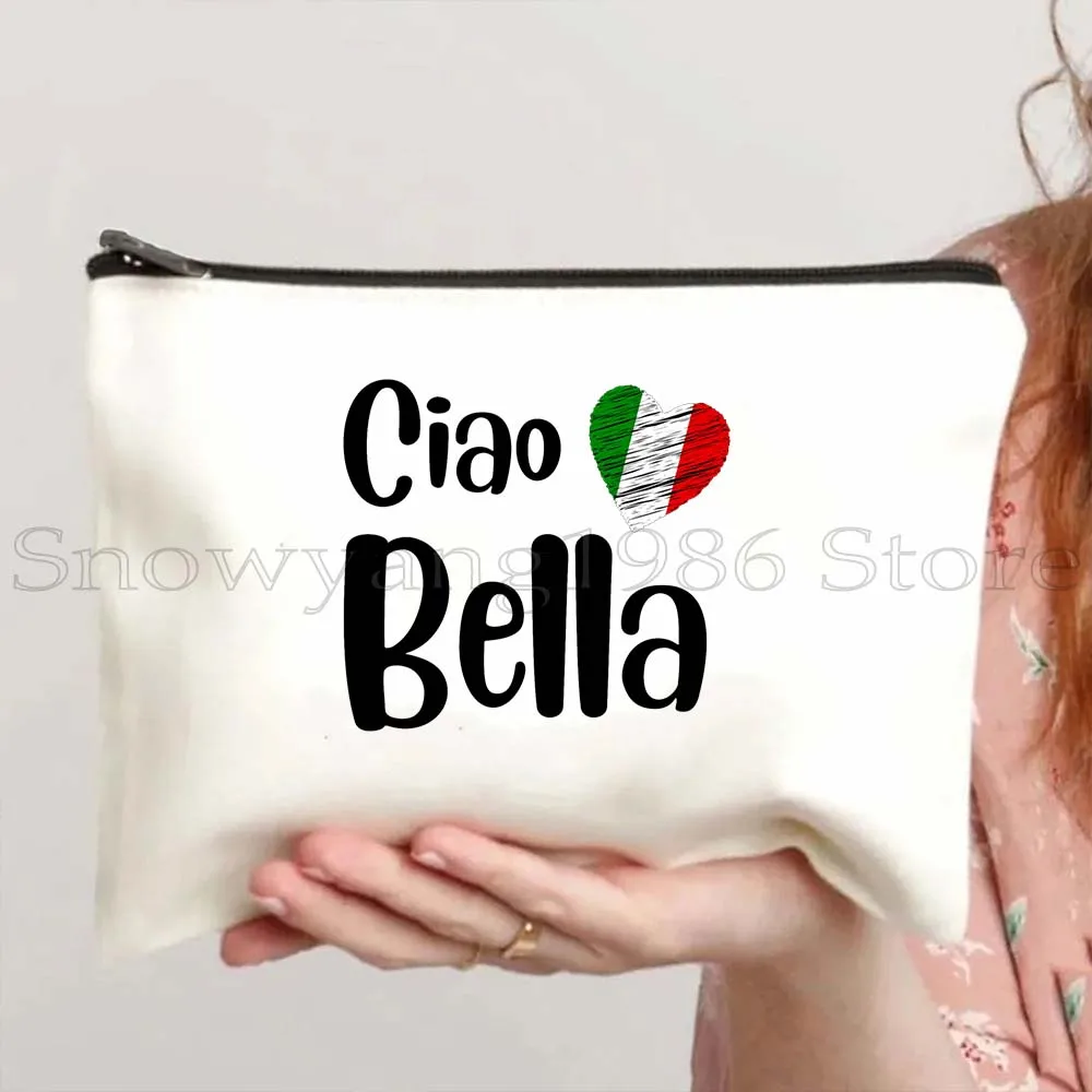 Ciao Bella Duomo Florence Italia Colosseum Rome Pisa Italian Map Flag Italy Gifts Cosmetic Bag Makeup Lipstick Pouch Pencil Case