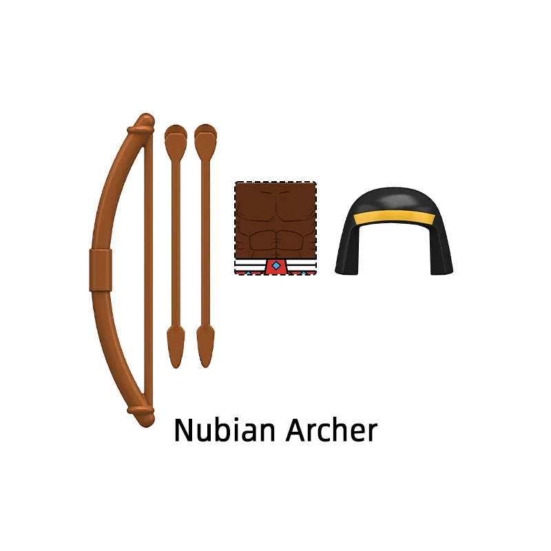 The N313-N320 Nubian Warrior Archer Pharaonic Guard Egyptian Pikeman Infantry Boomerang Slinger Model Blocks MOC Bricks Set Toys