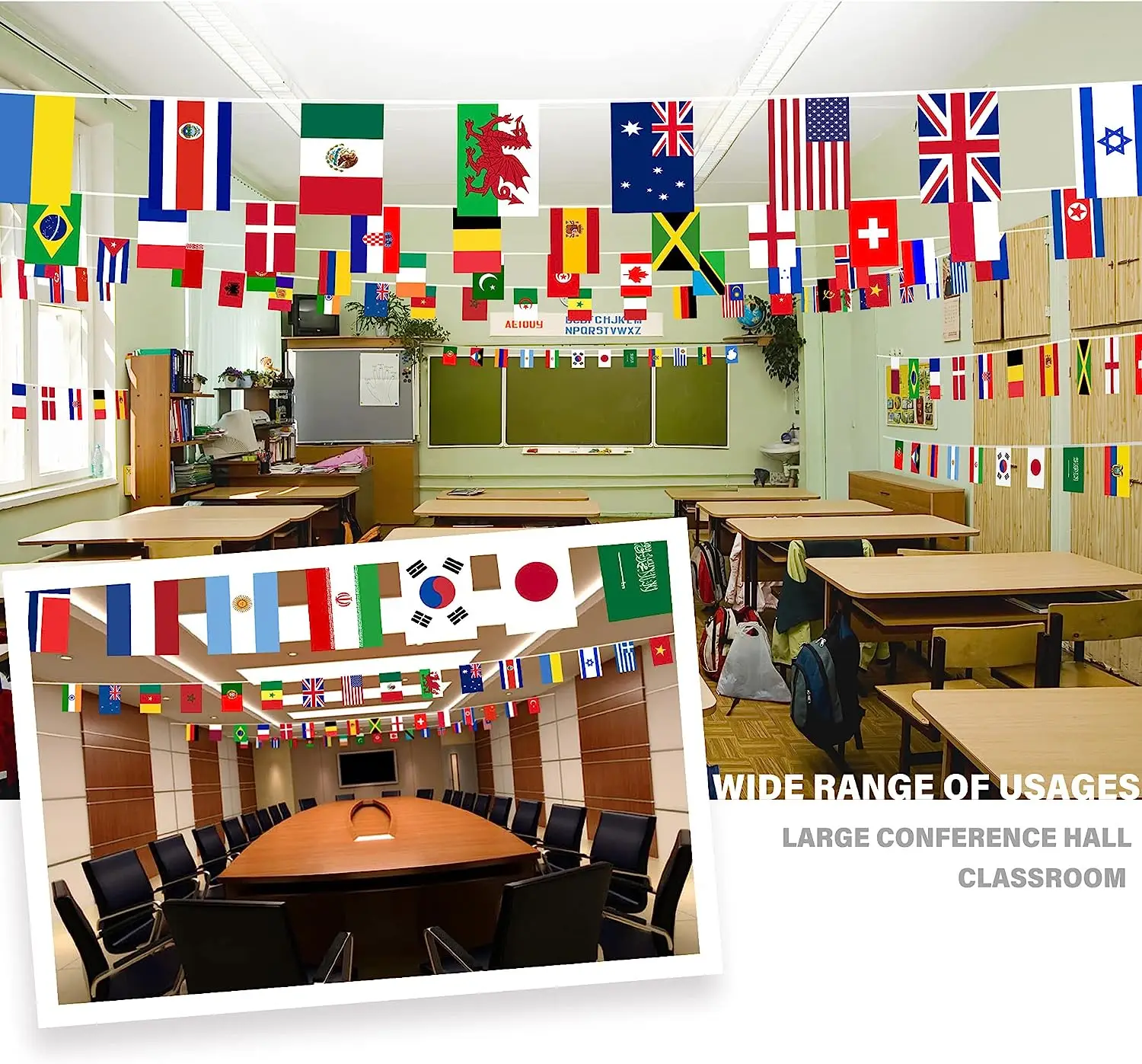 100 Countries String Flag International Flags Bunting Banner for School Sports Events World Flag Banner Decoration