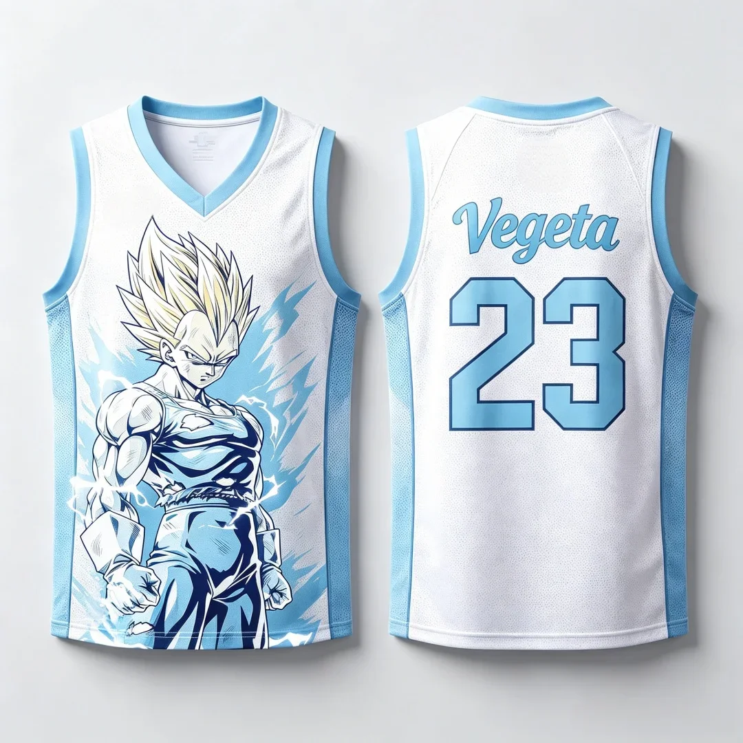 26Dragon Ball Vegeta Super Saiyajin # 23 Basketball-Trikotweste, atmungsaktive Sportbekleidung mit Anime-Motiv, Streetwear für Eltern und Kinder – Detail 9