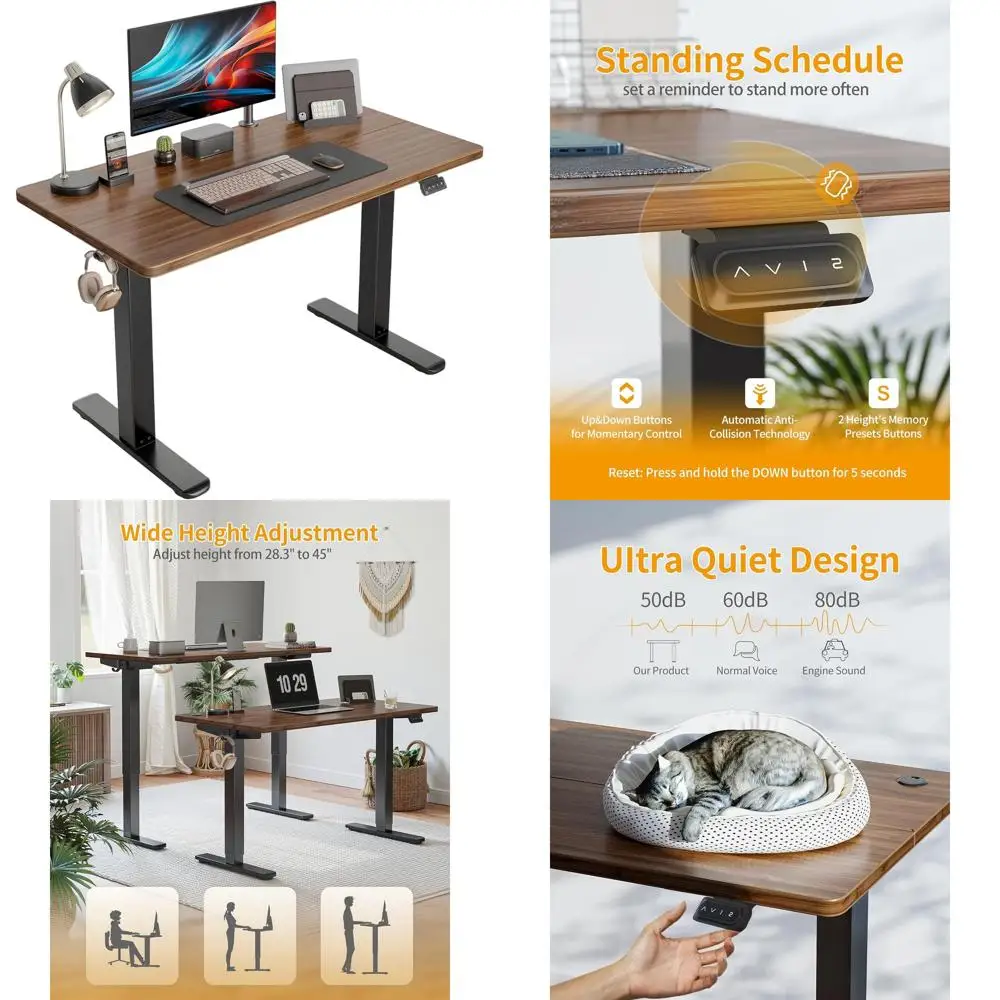 

Электрический стол с регулируемой высотой, стол-стойка 48 x 24 дюйма, стол для домашнего офиса с подходящей по высоте, черная стена