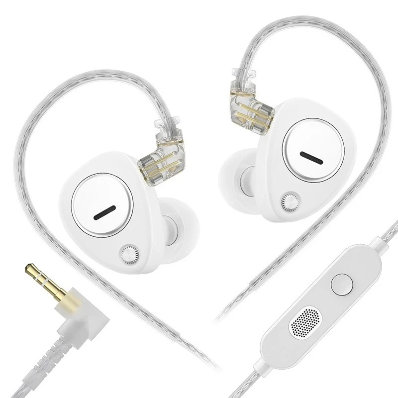 Horizontal Dual Dynamic Driver HiFi Wired IEM Earphones with Dual Mics