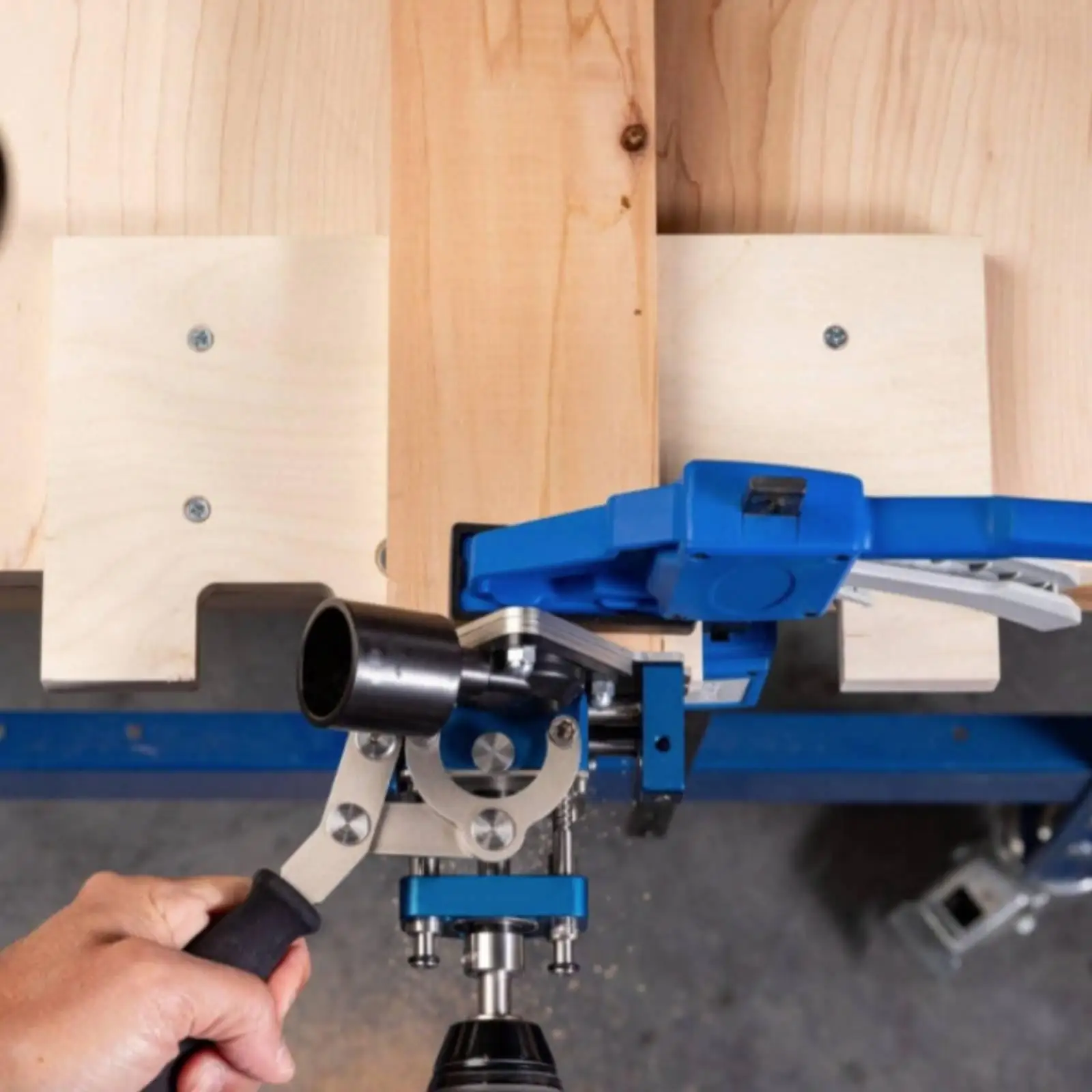 Woodworking Tenon Drill Jig Metal Clamp Guide for Loose Joint Repair and Cabinet Assembly