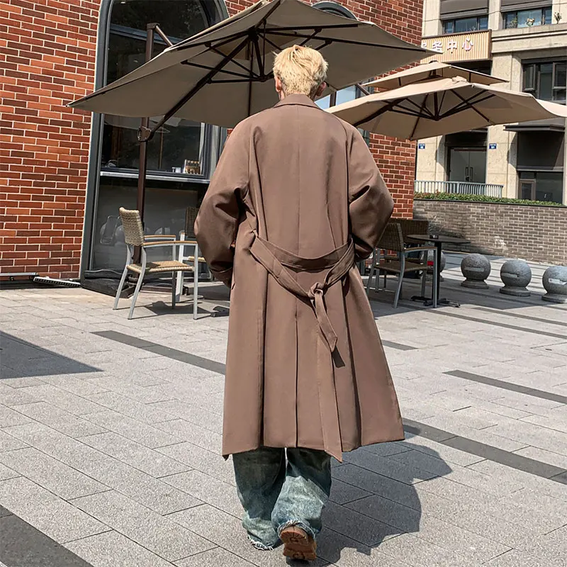 

Korean style Spring Autumn Men Trench Coat Male Streetwear Windbreaker Trenchcoat Men Solid Business Casual Loose Long Overcoat