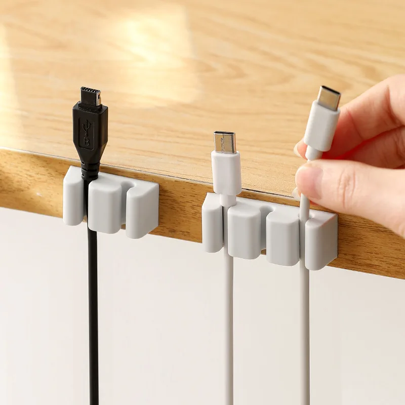 سطح المكتب منظم الكابلات سيليكون حامل الكابلات كليب كابل الحبل منظم للأسلاك ذاتية اللصق كابل يو اس بي اللفاف إدارة كليب