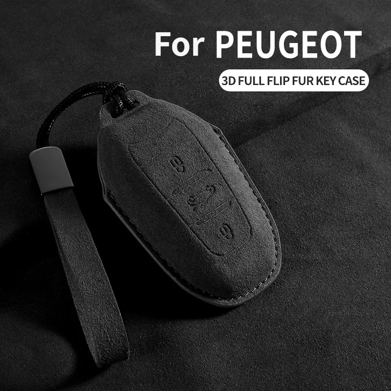 

Car Key Case Cover Shell Fob For Peugeot 308 408 508 2008 3008 4008 5008 For Citroen C4 C6 C3-XR Suede Car Keychain Accessories