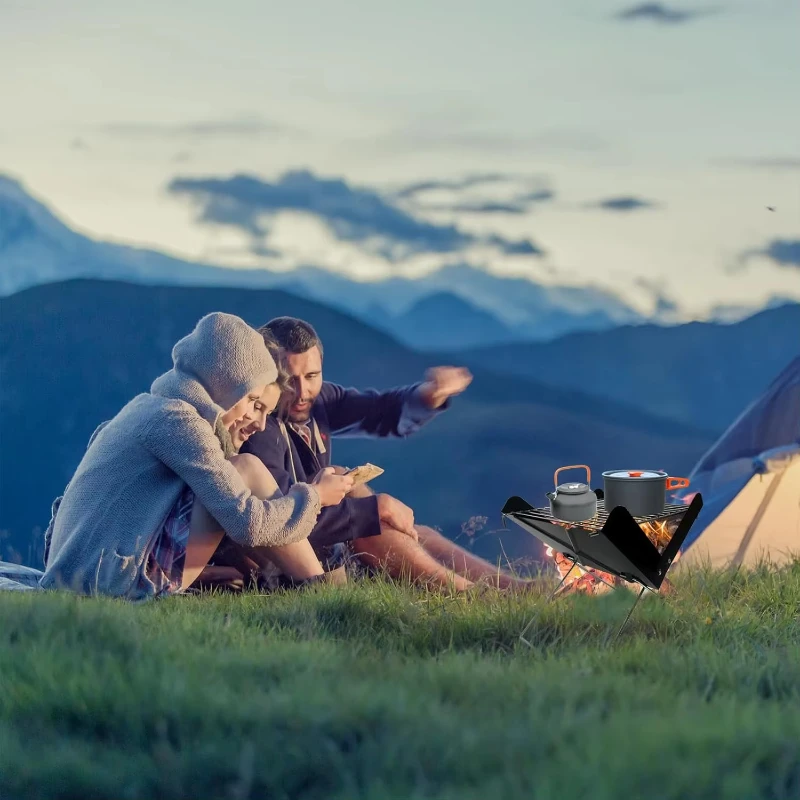 Parrilla De Barbacoa Portátil Para Exteriores، Parrilla De Carbón De Camping Plegable Ligera Y Parrilla De Carne Que Se Puede Le