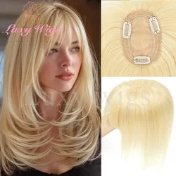 8x12cm Blonde Human Hair Topper With Bangs For Women 10