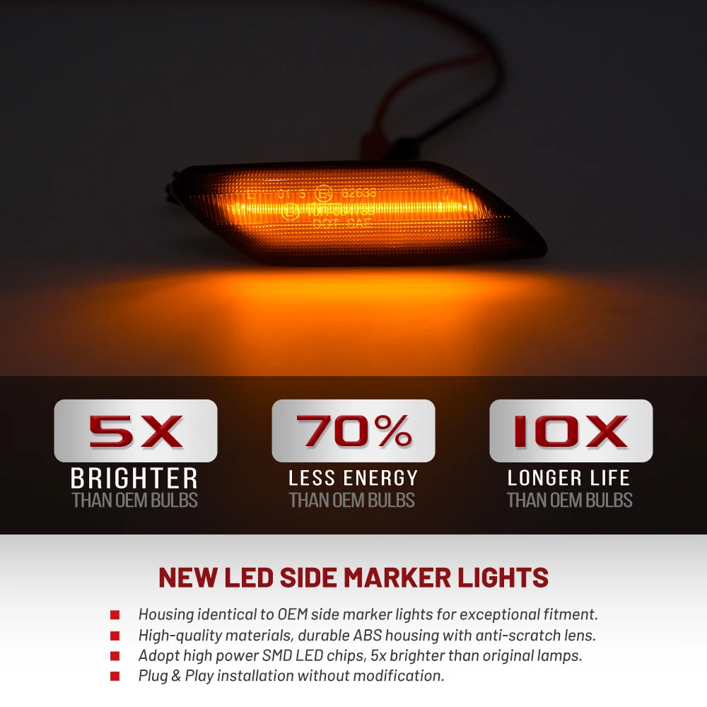 Smoked LED Side Marker Direction Blinkers Lights For 2021+ Renault Taliant Dacia Sandero Logan III MK3 Jogger Amber Turn Signals