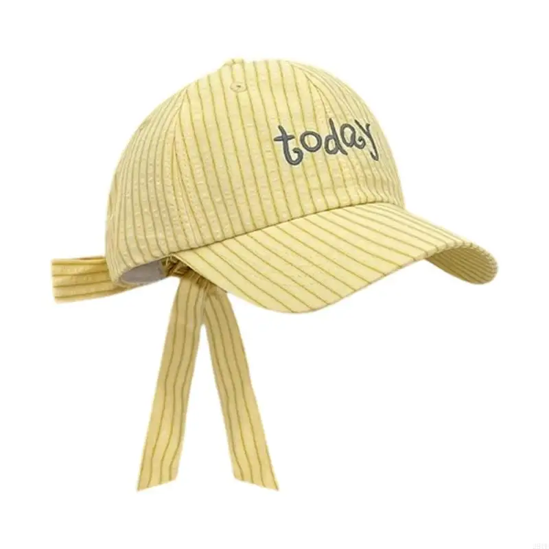 2025 New Tie-Back Baseball Cap with Letter Embroidery, Pinstripe Cotton Hat and Sun-Shade Brimmed for Leisure Wear and Sun Cover