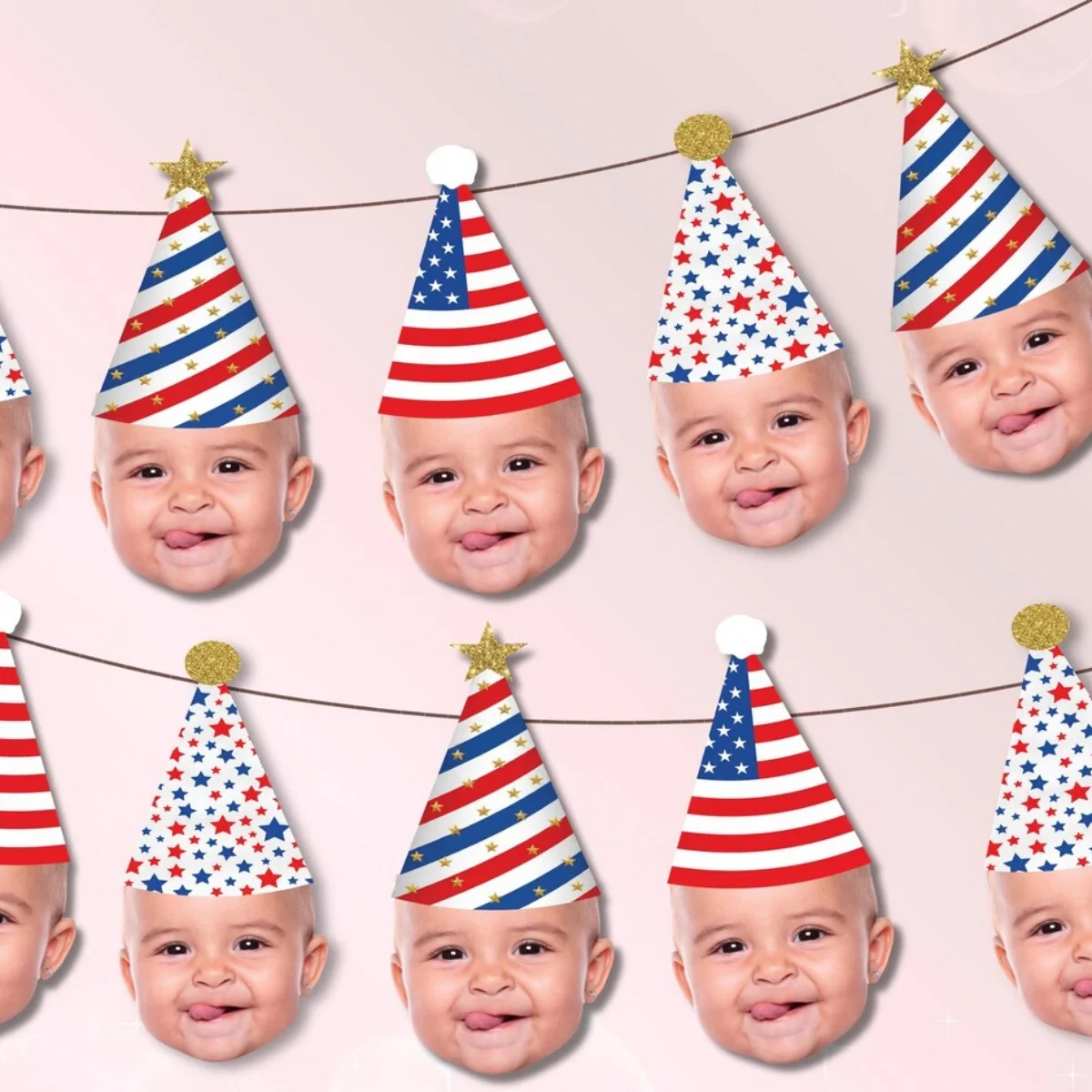 4th of July Face Banner and Party Decorations | One Little Firecracker | Patriotic Theme