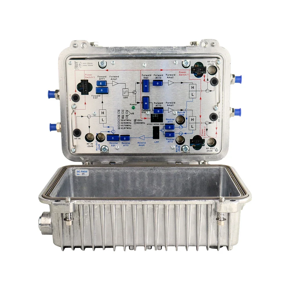 High Gain Outdoor 47-1003 MHz Bi-directional VHF CATV RF Booster Amplifier with Return Path