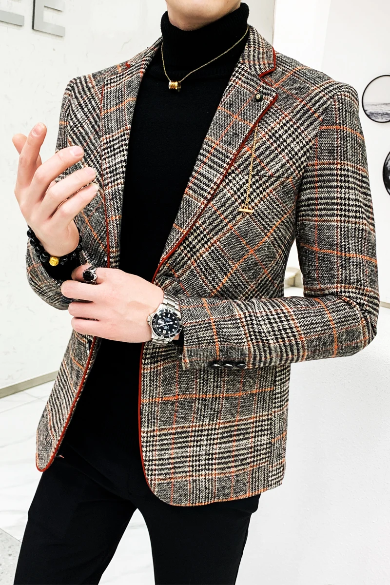 Autumn and winter casual jacket suit single west slim suit for men