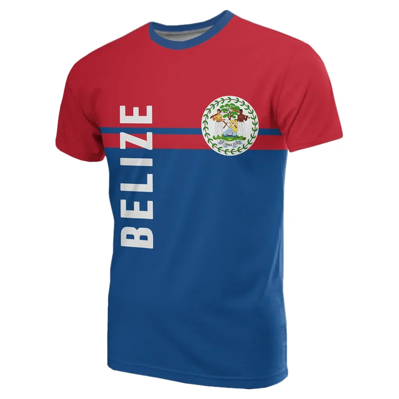 Belize Flag 3D Printed T Shirt for Men Outdoor Sports Short Sleeve T-shirt Tracksuits Outwear Summer Oversized Tee Shirts