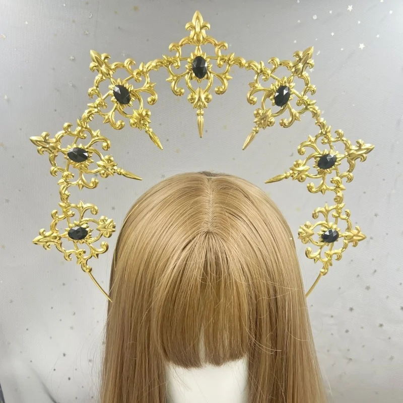 جديد لوليتا الملكة هالو خوذة الفضة الأداء عقال للرأس على شكل تاج لوليتا القوطية نمط خوذة الظلام هالوين هدية عيد ميلاد #4