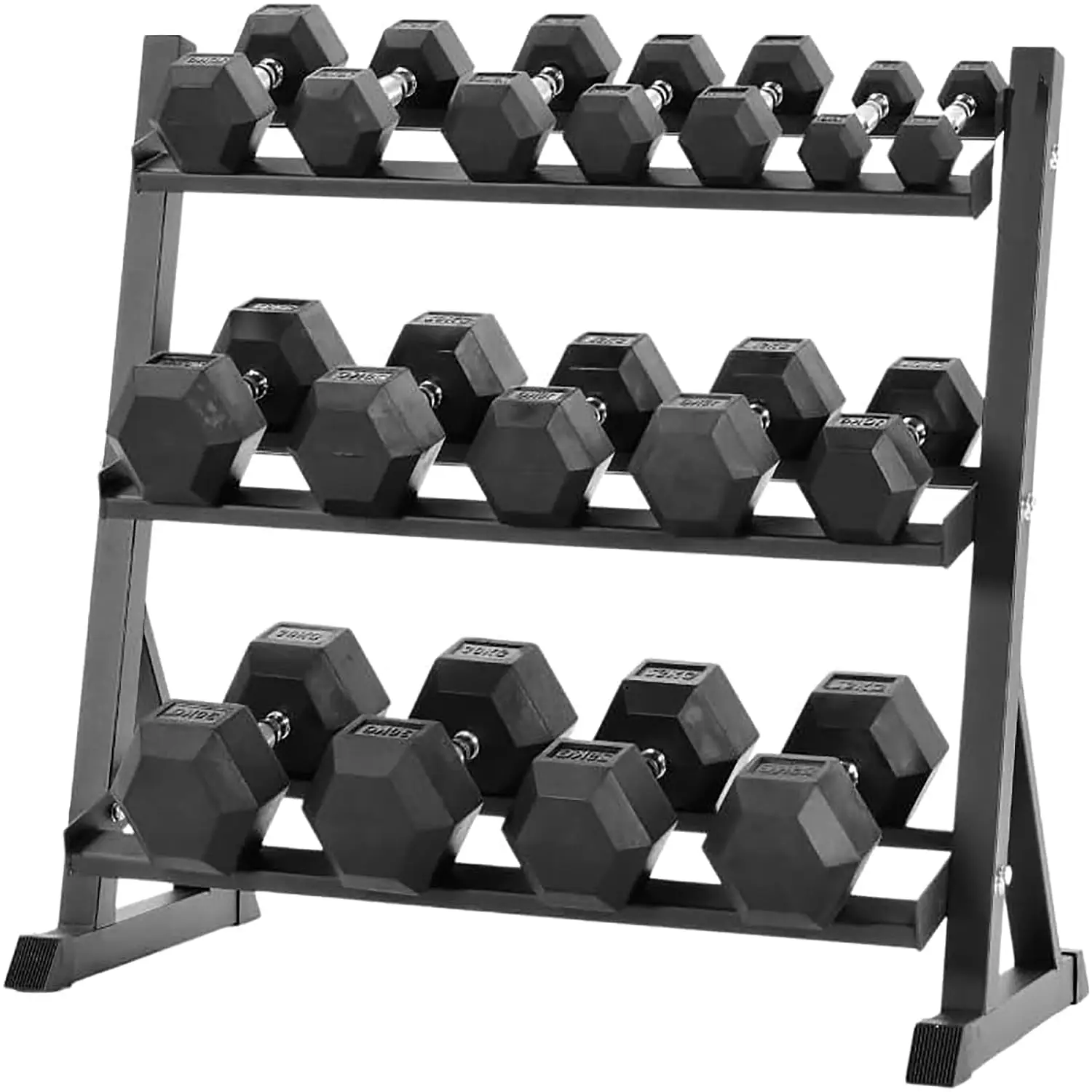 220-550 lbs Rubber Hex Dumbbell Set with Rack & Storage, Coated Cast Iron Free Weight for Home Gym Strength Training, Customized