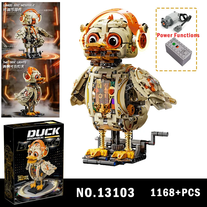 

1168PCS Mechanical Duck MOC Building Blocks Creative Animal Puzzle 13103 Assembled Educational Toys Small Bricks Holiday Gift