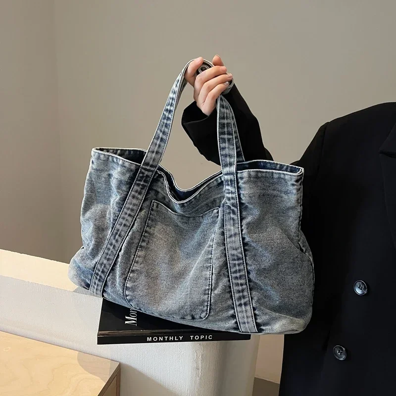 Advanced Feeling Leisure Versatile Tote Bags Hot Sale Large Capacity Denim Bag Durable Sturdy Simplicity The Single Shoulder Bag