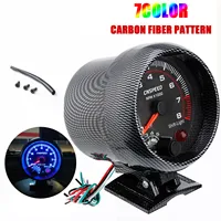 Nuevo Tacómetro de luz de 7 colores, 12V, calibre de RPM, 3,75 pulgadas, tacómetro negro Universal para coche, cambio Inter de 0-8000 RPM, apto para 4 6 8 cilindros
