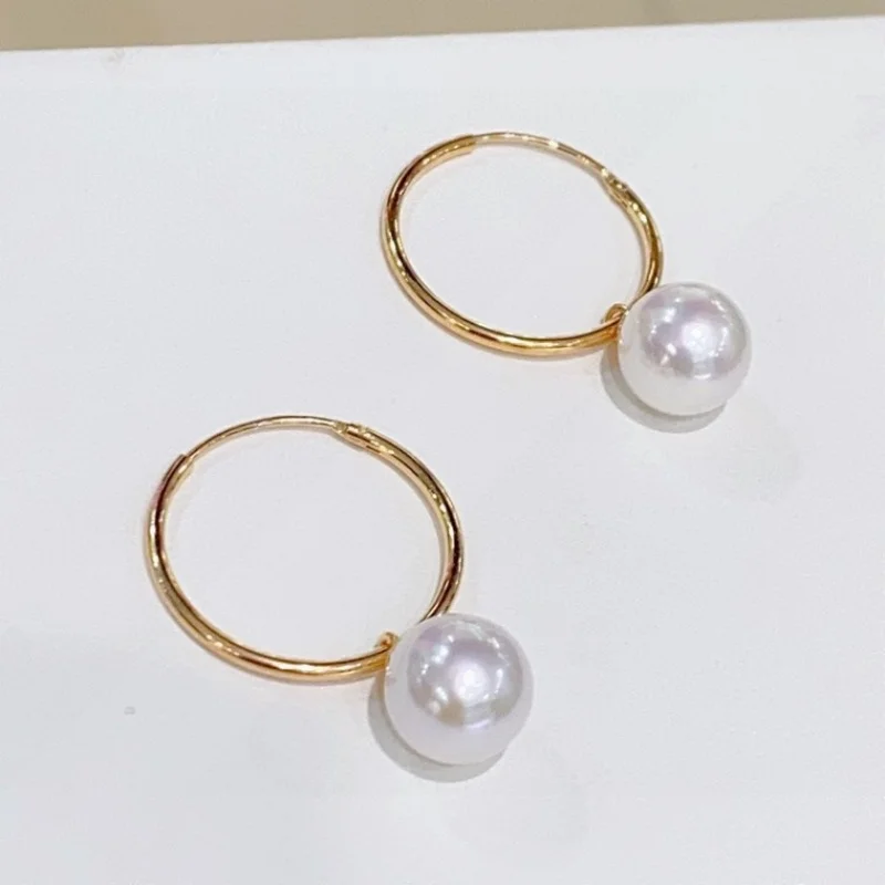

SGARIT Minimalist Hoop Earrings Super Natural Fresh Wate Pearl Earrings S925 Sterling Silver Basic Simple Commuting