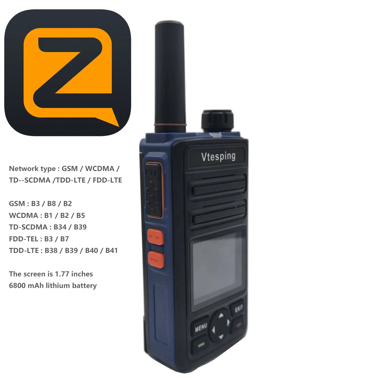 Zello Radio 4g Poc Walkie Talkie Android 4.4 Wifi Bluetooth