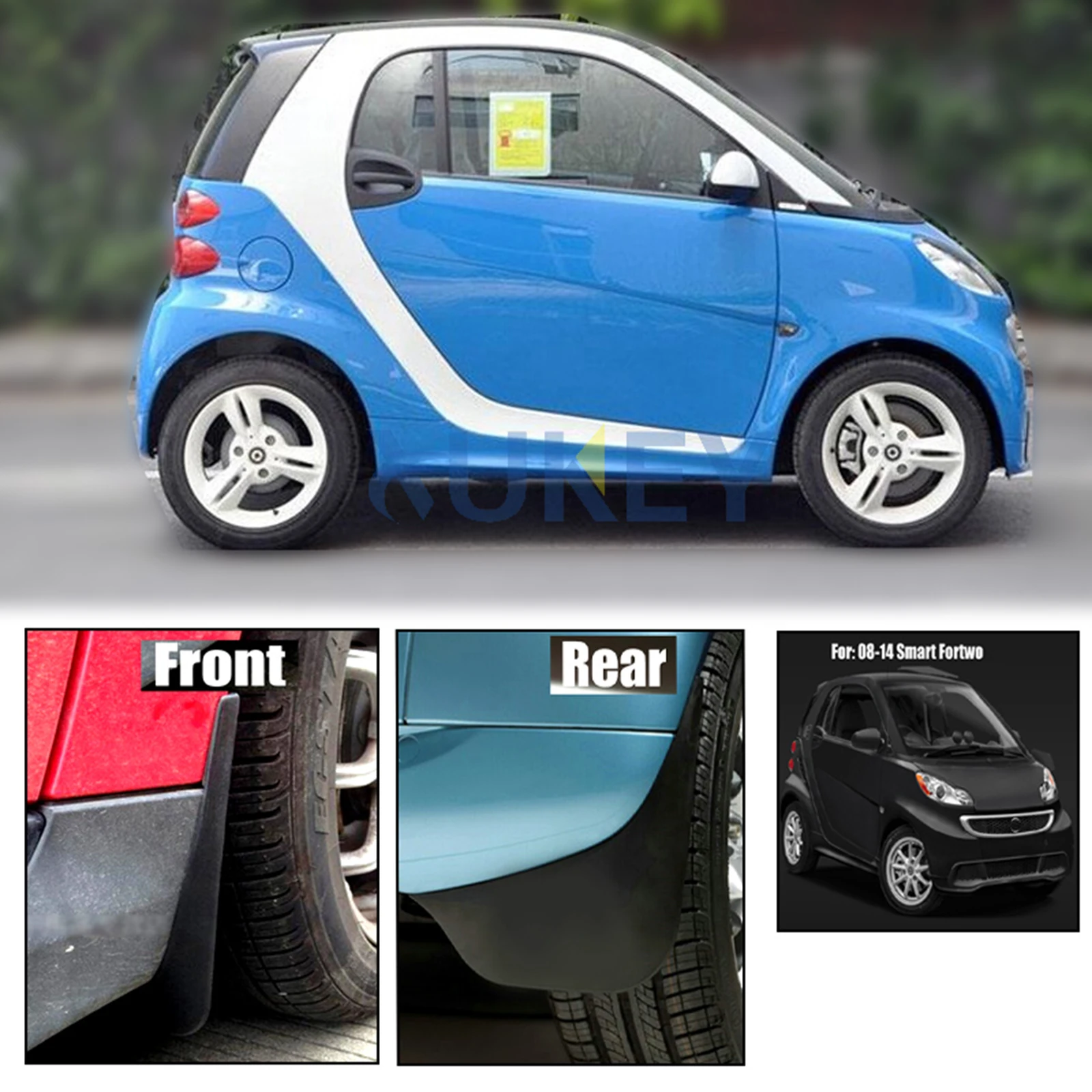 Mudguard For Smart fortwo coupe convertible A451 C451 2008 - 2014 Front Rear Fender Mud Flap Splash Guard 2009 2010 2011 2012 13