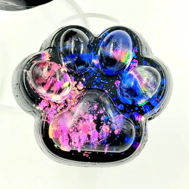 1pc Starry Night Glow Squishy Knijpspeeltje - Zwart Gradiënt Blauw Kat Poot Relax Zacht Speelspeeltje voor 3+ jaar, Perfect 3-jarige Gif