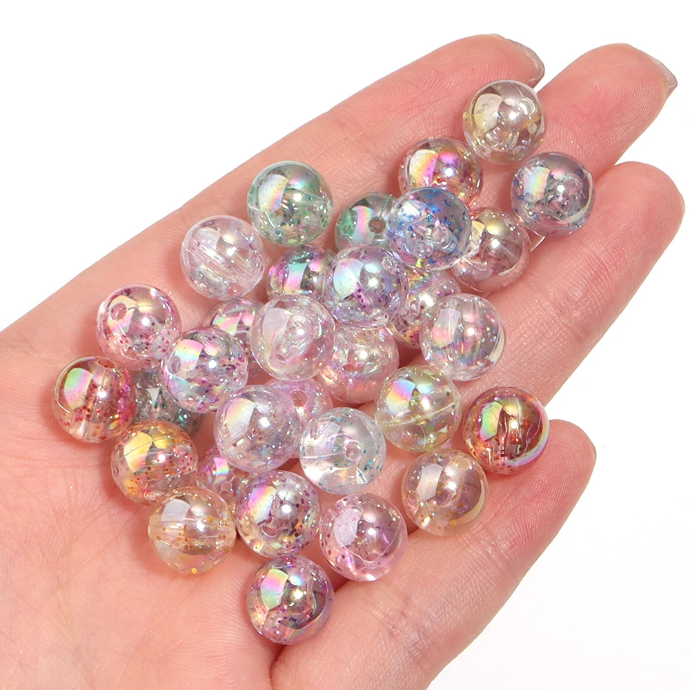 50-100pcs 8 10 12mm Plated Color Acrylic Beads Shiny Mixed Round Loose Beads For Jewelry Making DIY Necklace Bracelet Supplies image 6
