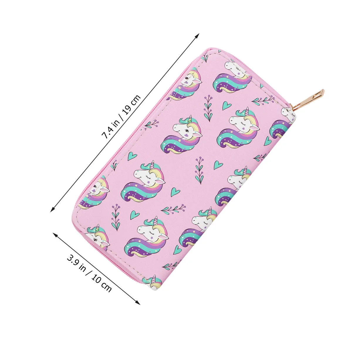 محفظة جميلة بنمط وحيد القرن من البولي يوريثان، محفظة طويلة، منظم بطاقات مدمجة، حامل نقود، تصميم كرتوني للمدرسة النسائية #2