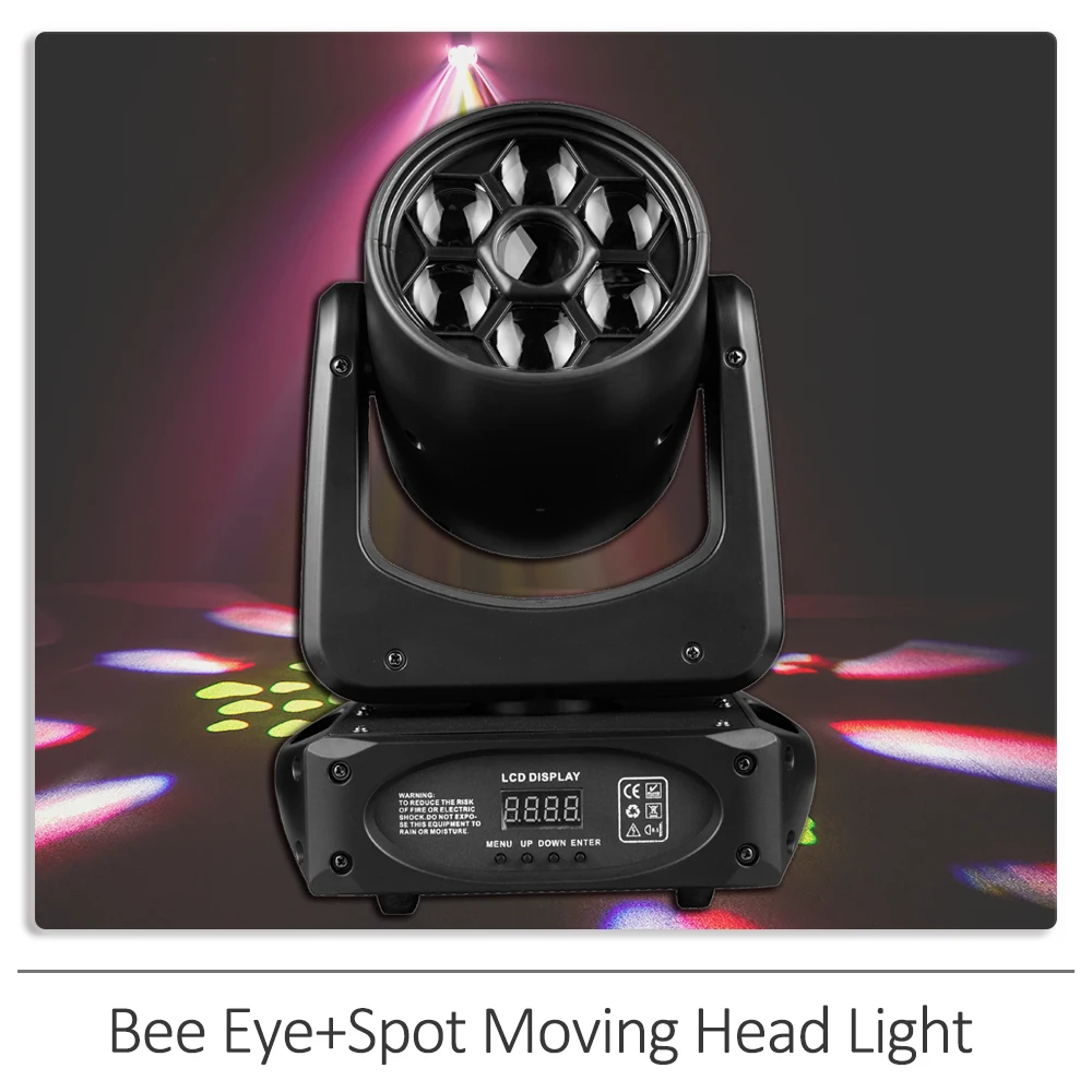 

YUER 150W RGBW Led Bee Eye Beam Spot Strobe Moving Head Light DMX For DJ Disco Bar Party Club Christmas Lighting Stage Effect