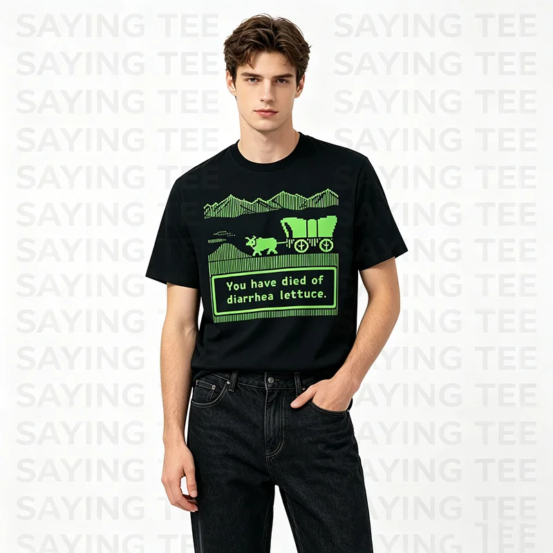 Diarrhea Lettuce - Lustiges T-Shirt Y2k Humorvolle Grafik-Bekleidung Baumwolle Kurzarm Vintage Spruch-T-Shirt Ästhetisches Streetwear-Outfit – Detail 5