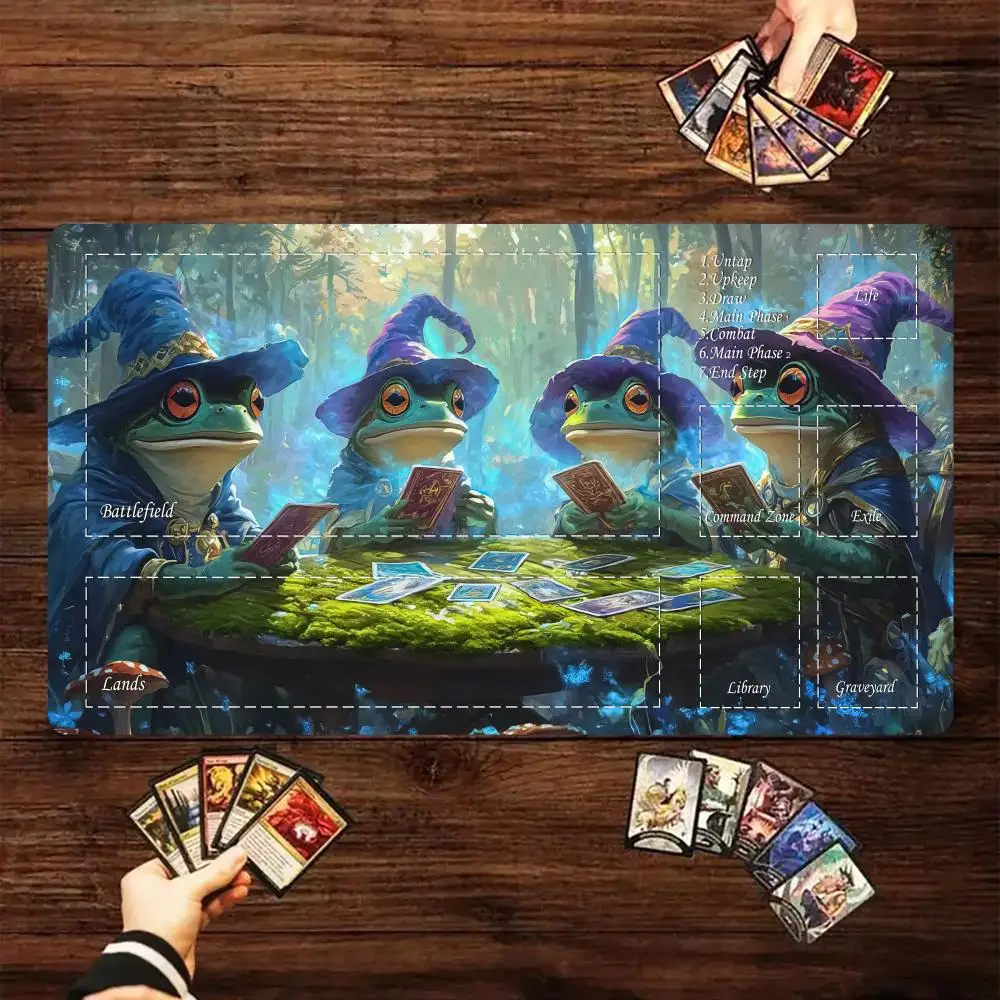 

Игровой коврик Magic Card со зонами Magic Frog Design mtg Playmat, резиновый противоскользящий настольный коврик, геймерская клавиатура, расширенный игровой коврик для мыши