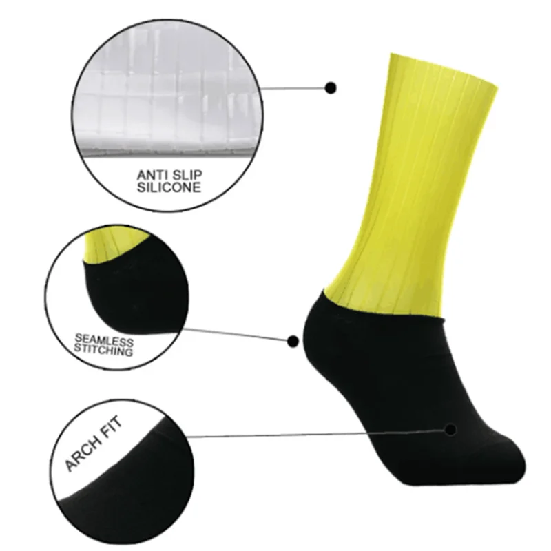 Anti Slip Silicone Summer Aero Socks Whiteline Cycling Socks Men Bicycle Sport Running Bike Socks Calcetines