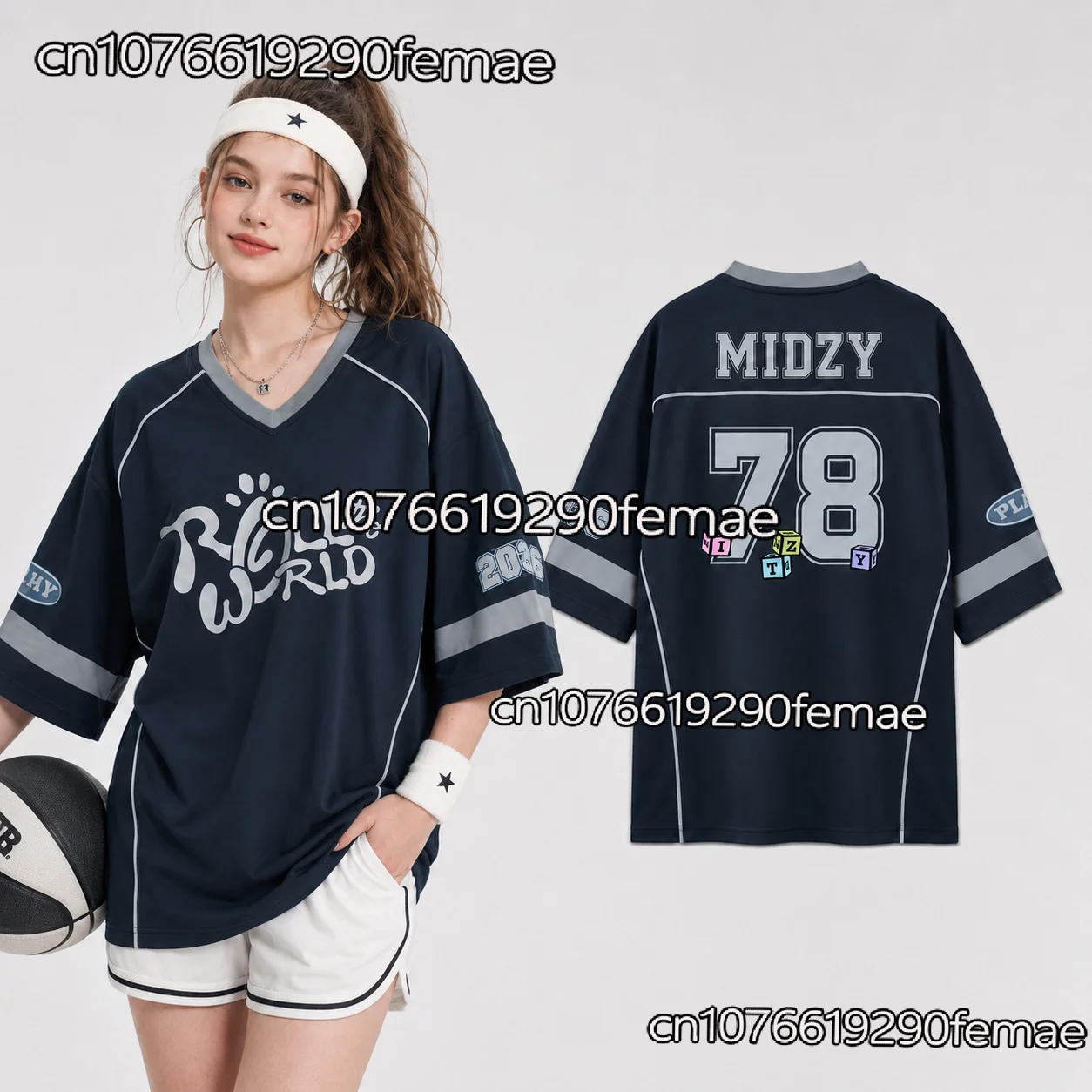 2026 Neues TUNNEL VISION Roll The World V-Ausschnitt Drop-Shoulder Jersey Damen Kpop Konzert Fan Merch Sommer T-Shirt – Detail 8